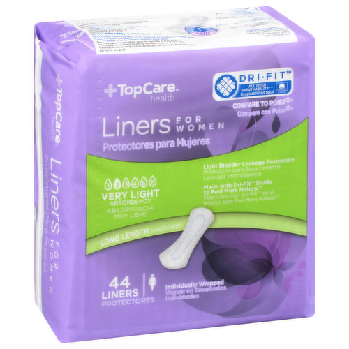 Liners, for Women, Very Light Absorbency, Long Length