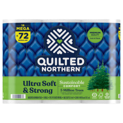 Quilted Northern Bathroom Tissue, Unscented, Mega Roll, 3-Ply