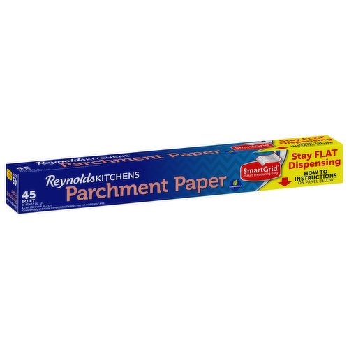 Reynolds Kitchens Stay Flat Parchment Paper with SmartGrid, 50