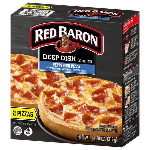 Red Baron Pizzas, Pepperoni, Deep Dish Singles