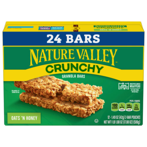 Nature Valley Granola Bars, Oats 'N Honey, Crunchy