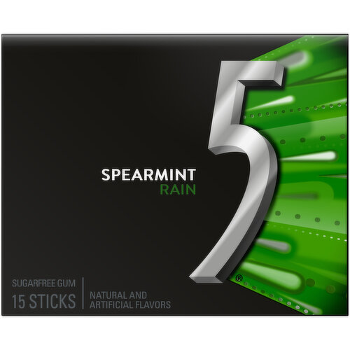 5 5 GUM Spearmint Rain Sugar Free Chewing Gum