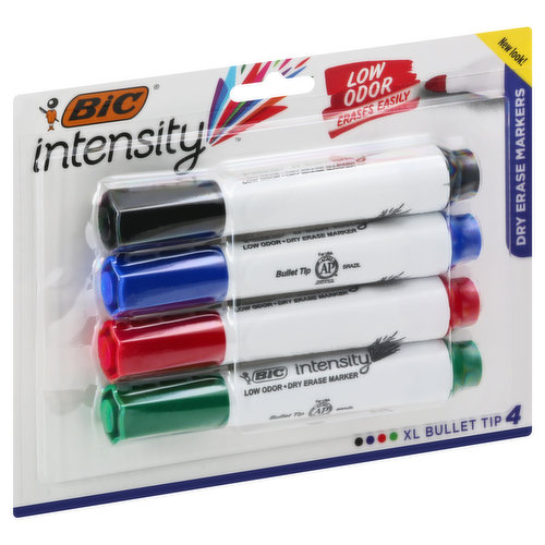 Bic Great Erase Low Odor Dry Erase Markers, Fine Point, 4 per Pack, 6 Packs