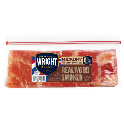 Wright Bacon, Thick Cut, Real Wood Smoked, Hickory