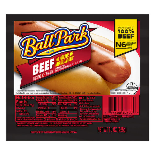 Ball Park Ball Park Beef Hot Dogs, 8 Count