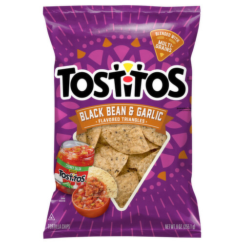 Tostitos Tortilla Chips, Black Bean & Garlic Flavored, Triangles