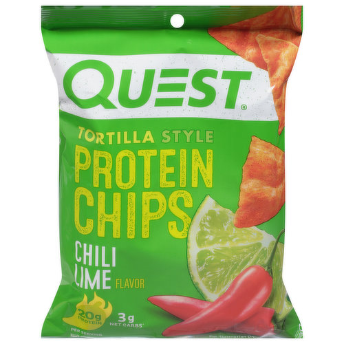Quest Nutrition is on a mission to make the foods you crave work for you not against you. Want a tangy, spicy tortilla chip you can enjoy anytime? Lucky you! We made Quest Chili Lime Tortilla Style Protein Chips to feed your flavor cravings. Baked never fried.