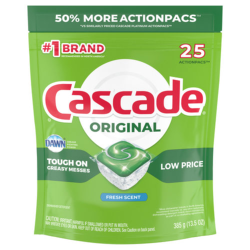 Cascade Dishwasher Detergent, Fresh Scent, Original, ActionPacs