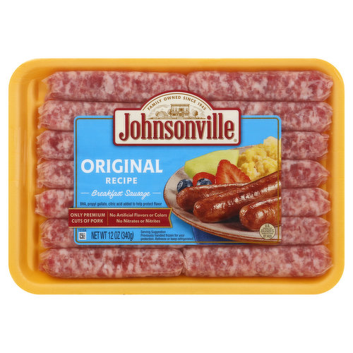 A gluten free product. No artificial flavors or colors. No nitrates or nitrites. Family owned since 1945. BHA, propyl gallate, citric acid added to help protect flavor. Only premium cuts of pork. Our company began in 1945 when Ralph F. and Alice Stayer opened a small butcher shop in Johnsonville, Wisconsin. Their philosophy was simple; make great-tasting meals and treat people well. Today, Johnsonville remains an independent, family-owned company. Every member of our team takes great pride in sharing our founder's standard for quality and doing right by others. Learn more about our story at Johnsonville.com. US inspected and passed by Department of Agriculture. Questions or comments? Keep package for reference. Call 1-888-556-2728. Product of USA.