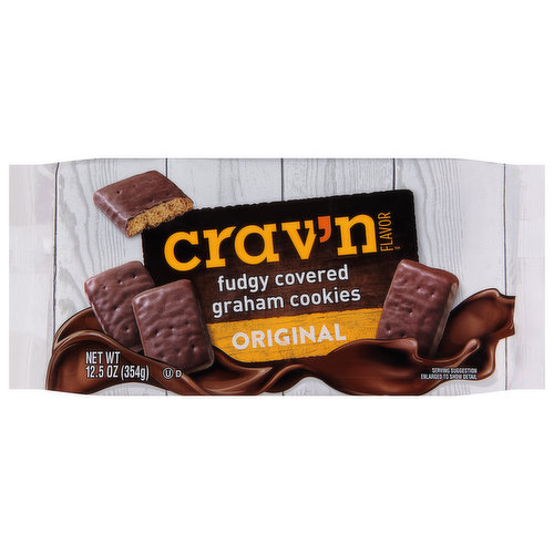 Crav'n Flavor Graham Cookies, Original, Fudgy Covered
