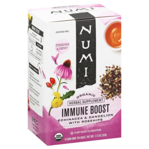 Numi Herbal Supplement, Organic, Immune Boost, Tea Bags