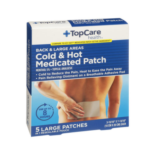Topcare Topcare, HEALTH - Back & Large Areas Cold & Hot Menthol 5% - Topical Analgesic Large Medicated Patches ( 5 count )