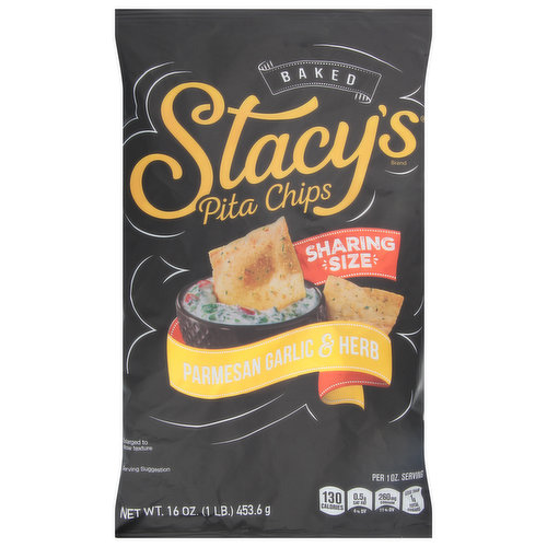 Stacy's Pita Chips, Parmesan Garlic & Herb, Baked, Sharing Size