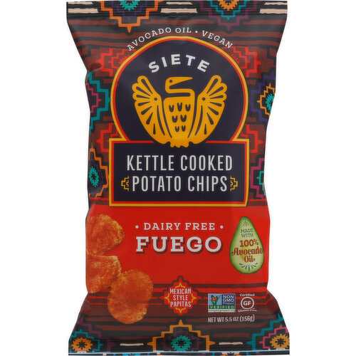 Siete Potato Chips, Kettle Cooked, Fuego