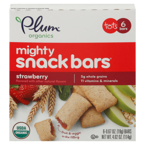 11 vitamins & minerals. Mighty is as mighty eats! Make every bite mighty with a tasty snack that has whole grains, fruit and veggie goodness baked right in. Mighty Snack Bars are made with 11 essential vitamins and minerals. And they're sized just right, so your little on-the-go eater can snack mighty anytime! Feed amazing. Let little independent eaters discover the goodness of nutritious snacks, with flavorful combinations that will delight their palates. Tots stage: A balanced, hearty snack to fuel active tots. Palate: Unique flavor combinations to develop taste buds. Is your toddler ready for Mighty Snack Bars? Your toddler may be ready for Mighty Snack Bars if he or she: stands with support; self-feeds with fingers; bites through a variety of textures. Give Back: Donating food to little ones in need across America.