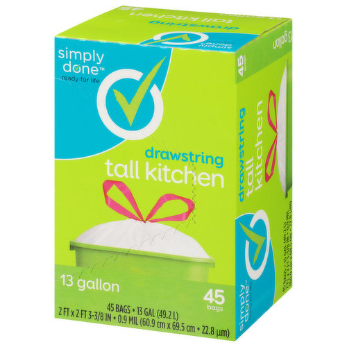 Simply Done Drawstring Gallon Tall Kitchen Bags - 13 Gram