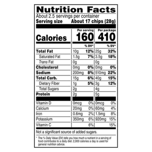 sour cream and onion lays nutrition facts