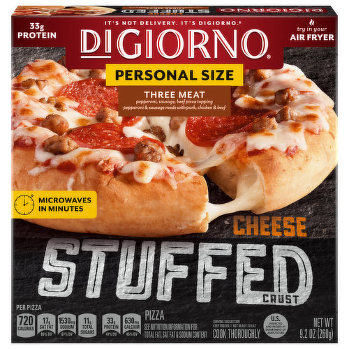 DiGiorno Pizza, Cheese Stuffed Crust, Three Meat, Personal Size