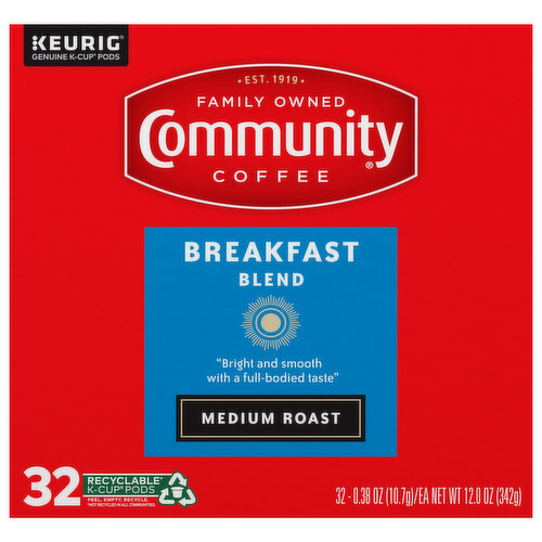 Community Coffee Coffee, Medium Roast, Breakfast Blend, Pods