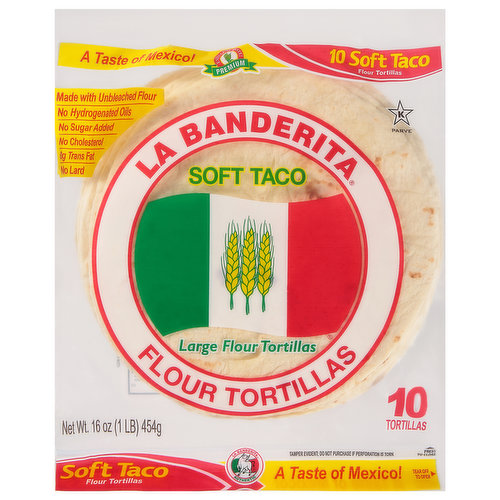 La Banderita Flour Tortillas, Soft Taco, Large