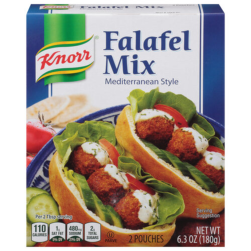 Knorr Falafel Mix is made from choice ingredients such as chickpeas, wheat flour and spices. This delicious mixture is authentically spiced and easy to prepare. Knorr Falafel Mix is easy to prepare and makes a great meal for lunch or dinner - or an anytime snack! For a great twist on the classic Falafel in pita, try serving on top of a salad! Bring the traditional flavors of the Mediterranean home with Knorr Falafel Mix.
