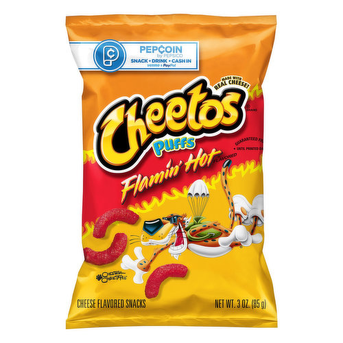 Cheetos Cheese Flavored Snacks, Flamin' Hot Flavored, Puffs