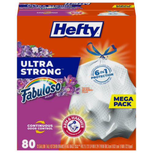 Hefty Trash Bags, Drawstring, Fabuloso Scent, Large