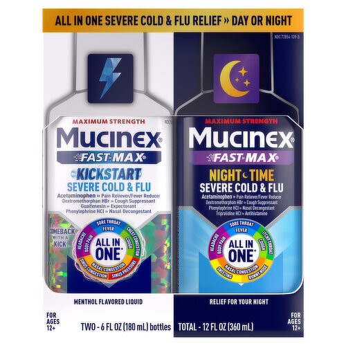 Mucinex Severe Cold & Flu, Maximum Strength, Kickstart/Night Time