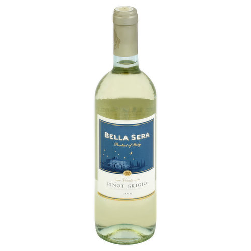 This classic Italian varietal from Vento in Northeast Italy is a crisp, refreshing wine with lovely floral notes. Pair with pasta, herbed chicken or fish. It's going to be a beautiful evening. Bella Sera means beautiful evening in Italian. Our wines celebrate the Italian tradition of bringing family and friends together for fresh, delicious food and wine. Create your own Bella Sera with delicious Italian recipes and entertaining tips at www.Bellaserawines.com. White wine. Alc. 12% by vol. Bottled by C.I.S Ora-I-Italia. Product of Italy.