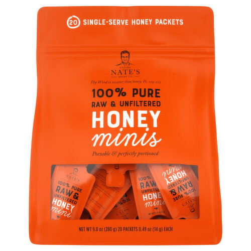 Nature Nate's Honey Co. Honey, Raw & Unfiltered, 100% Pure, Minis