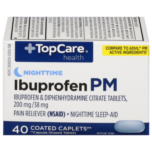 TopCare Ibuprofen PM, Nighttime, Coated Caplets