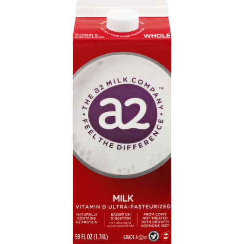 a2 Milk Milk, Whole, Ultra-Pasteurized