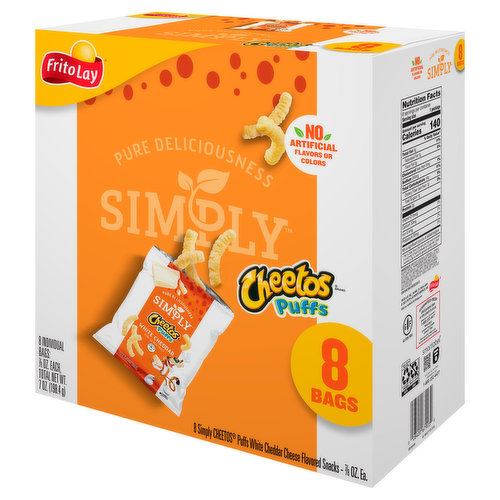 Simply Cheetos Puffs Cheese Flavored Snacks, White Cheddar, 8 Oz
