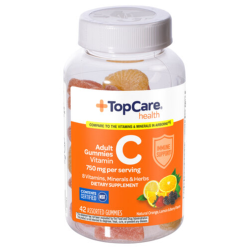 TopCare Vitamin C, Adult, 750 mg, Gummies, Natural Orange/Lemon & Berry Flavors