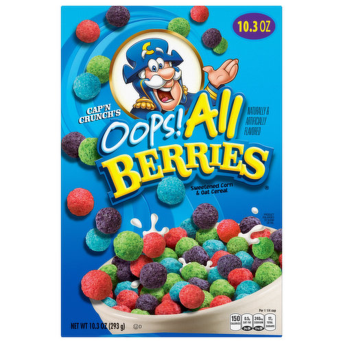 Cap'n Crunch's Cereal, Sweetened Corn & Oat, Oops! All Berries