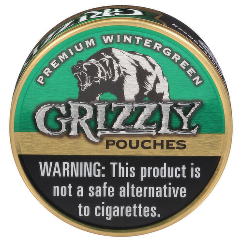 Grizzly Snuff, Premium Wintergreen, Pouches