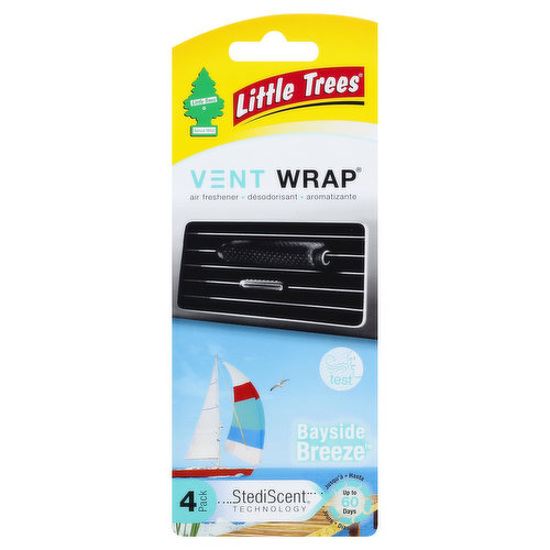 Little Trees Air Freshener, Bayside Breeze, Vent Wrap, 4 Pack