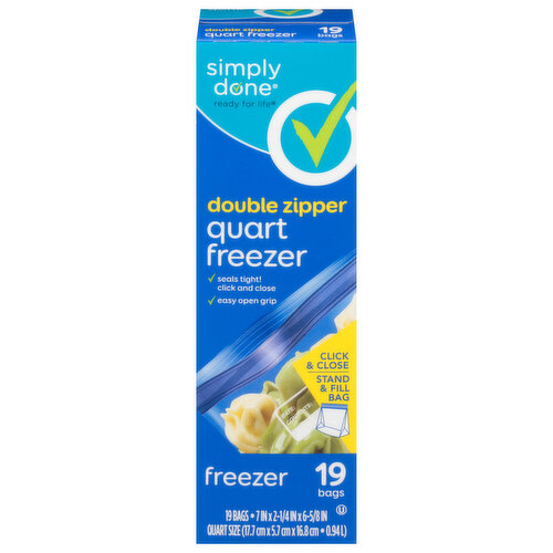 Smart Sense Reclosable Freezer Bags, Quart Size 20ct