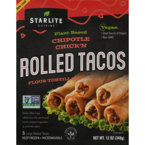 Starlite Cuisine Tacos, Chipotle Chick'n, Rolled