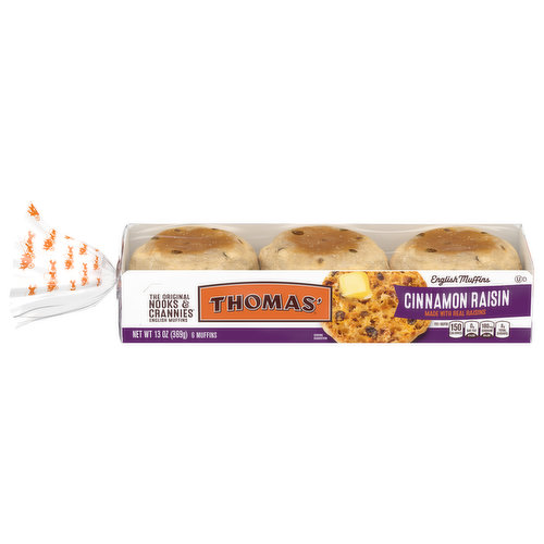 The original Nooks & Crannies English Muffin with plump raisins and just enough cinnamon makes your day even sweeter.