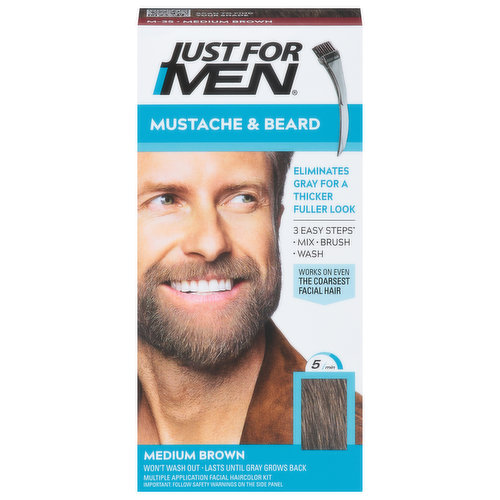 Just For Men Mustache Beard Color Medium Brown M 35 FRESH by