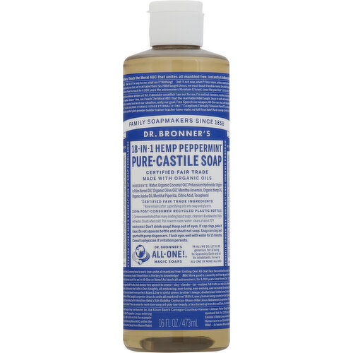 Dr. Bronner's Pure-Castile Soap, 18-in-1 Hemp, Peppermint