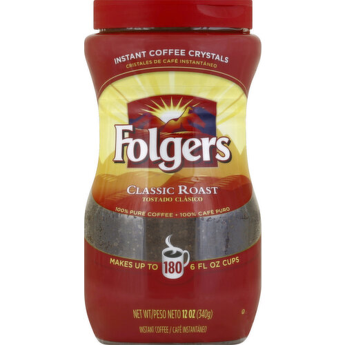 Folgers Coffee, Instant Crystals, Classic Roast 