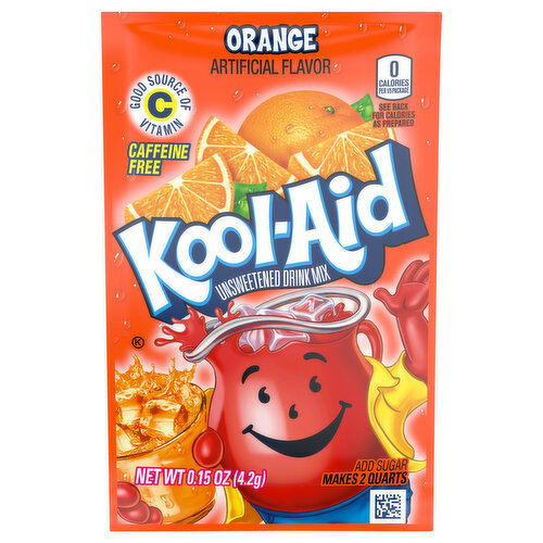 Kool-Aid Drink Mix, Caffeine Free, Unsweetened, Orange