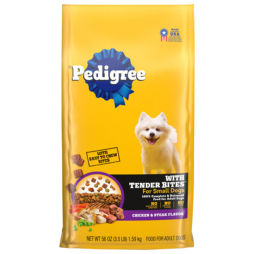 Pedigree Dog Food, Adult, Chicken & Steak Flavor, with Tender Bites, Small Dog
