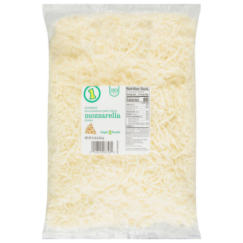 Super 1 Foods Shredded Cheese, Part-Skim, Mozzarella, Low-Moisture