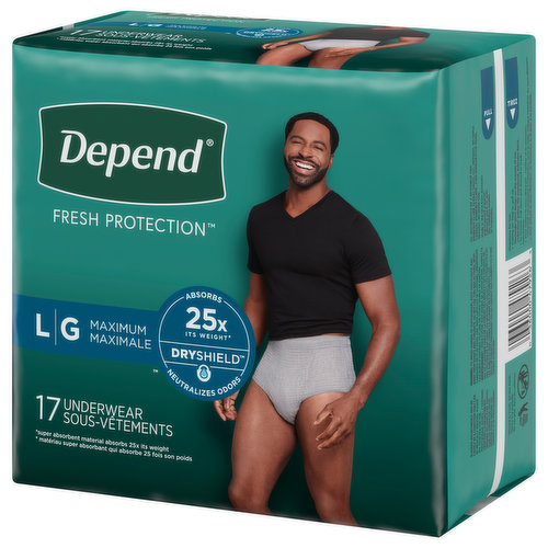 NEW DEPEND MAXIMUM DRY SHIELD Tech Fit Flex Underwear for Women LARGE L 28  Count