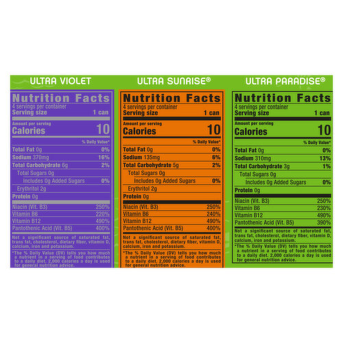 Monster Energy Drink, Zero Sugar, Ultra Violet/Ultra Sunrise/Ultra Paradise, Variety Pack - 12 Each