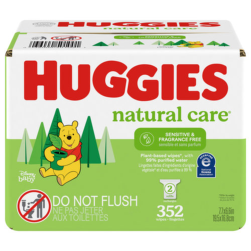 Pack de 10 - Huggies - NATURAL CARE - Lingette bébé x 56