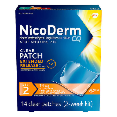 NicoDerm CQ Clear Nicotine Patch Step 2 Extended Rls